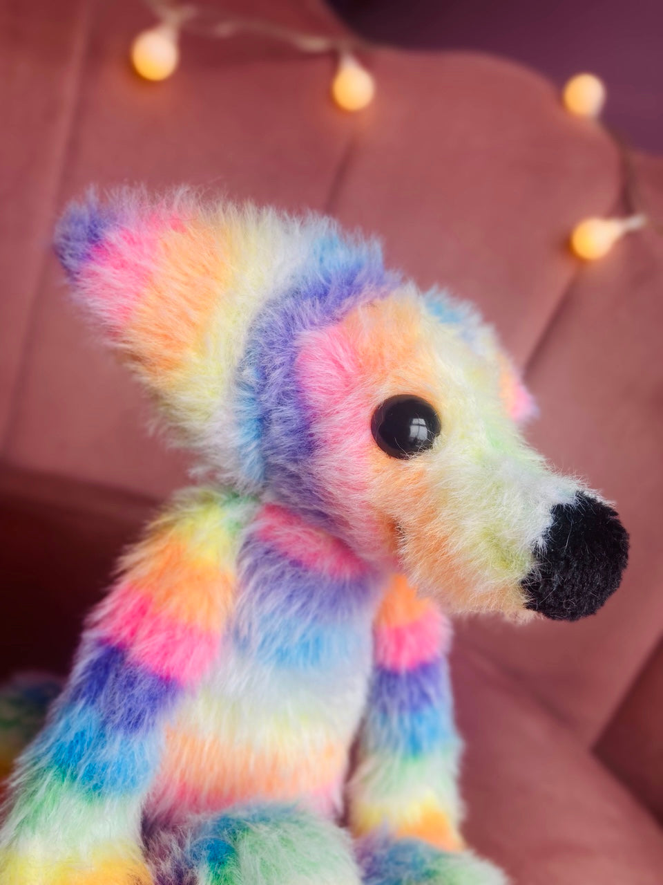 RAINBOW SHERBET FOX (B) - Handmade Luxury Weighted Plush Fluffy Fox Doll
