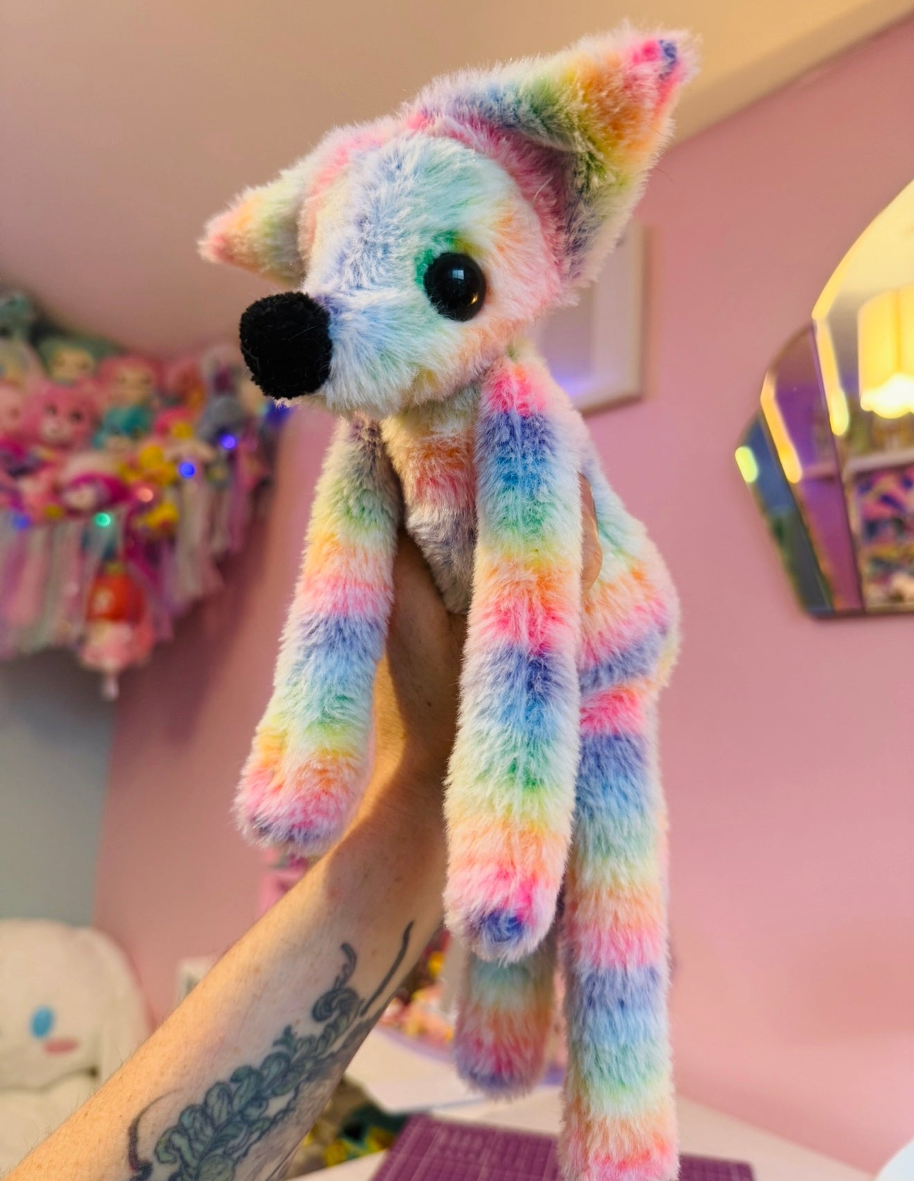 RAINBOW SHERBET FOX - Handmade Luxury Weighted Fox Doll