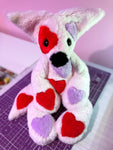 XL CANDY HEARTS FOX - Handmade Luxury Weighted Plush Fluffy Fox Doll