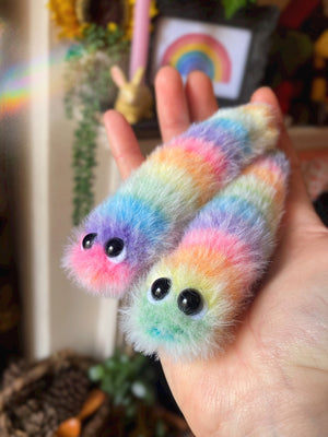 SHERMAN THE WORMAN - Rainbow Sherbet Beanie Plush Worm