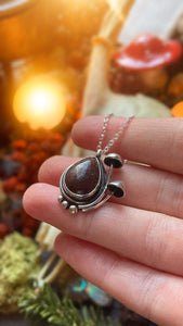 ANCESTORS Handmade Sterling Silver Mushroom Necklace with Fossilised Dinosaur Bone