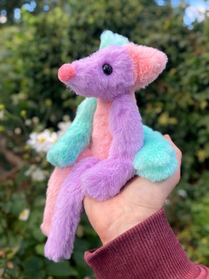 COLOUR BLOCK SORBET FOX (A) - Handmade Luxury Weighted Plush Fluffy Fox Doll
