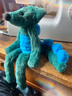 DINO FOX - Handmade Luxury Weighted Plush Fluffy Fox Doll