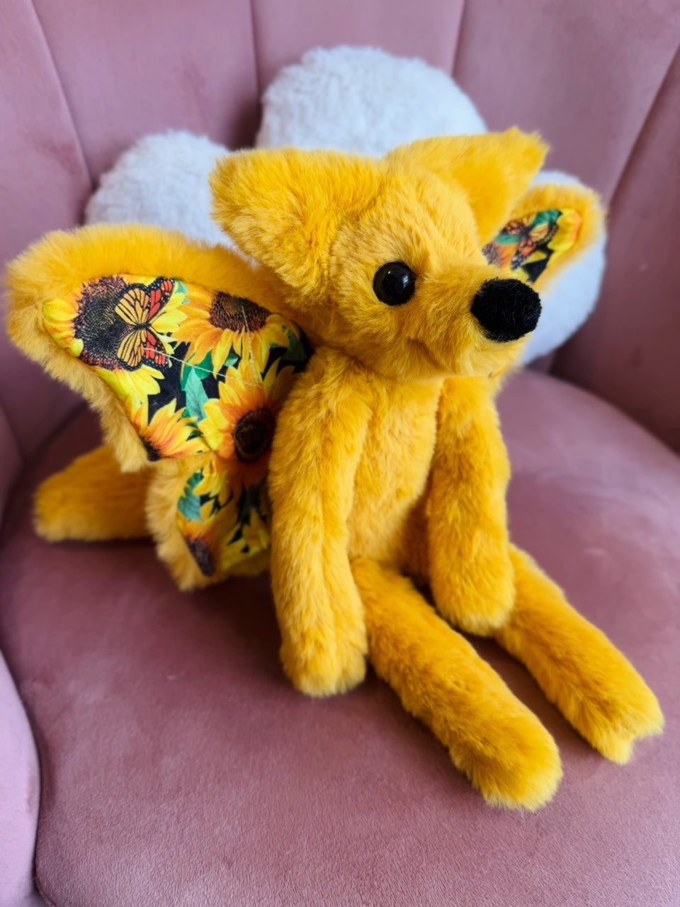 SUNFLOWER FLYING FOX - Handmade Luxury Weighted Fox Doll