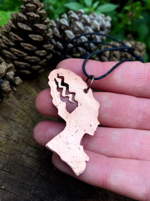 BRIDE Handmade Copper Bride of Frankenstein Necklace