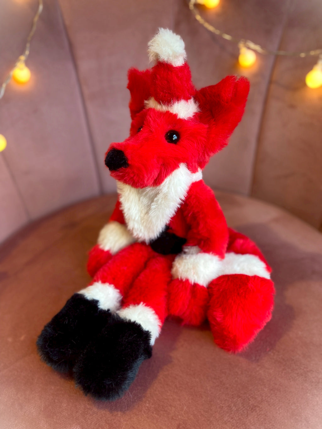 SANTA FOX - Handmade Luxury Weighted Plush Fluffy Fox Doll