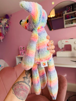BIG RAINBOW SHERBET FOX - Handmade Luxury Weighted Fox Doll