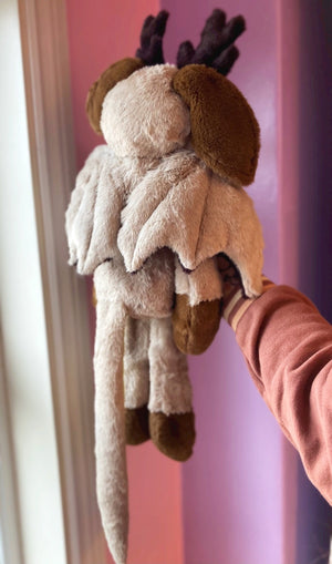 XXL FLYING FOREST FAWN - Handmade Luxury Weighted Plush Fluffy Fox Doll