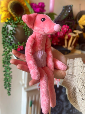 SOFT PINK FLUFFY BELLY FOX (C) - Handmade Weighted Plush Fox Doll