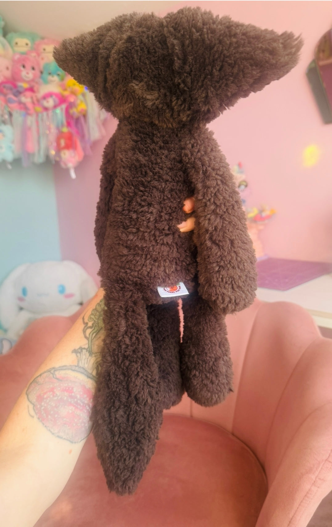 BIG CURLY CHOCOLATE FOX - Handmade Luxury Weighted Plush Doll