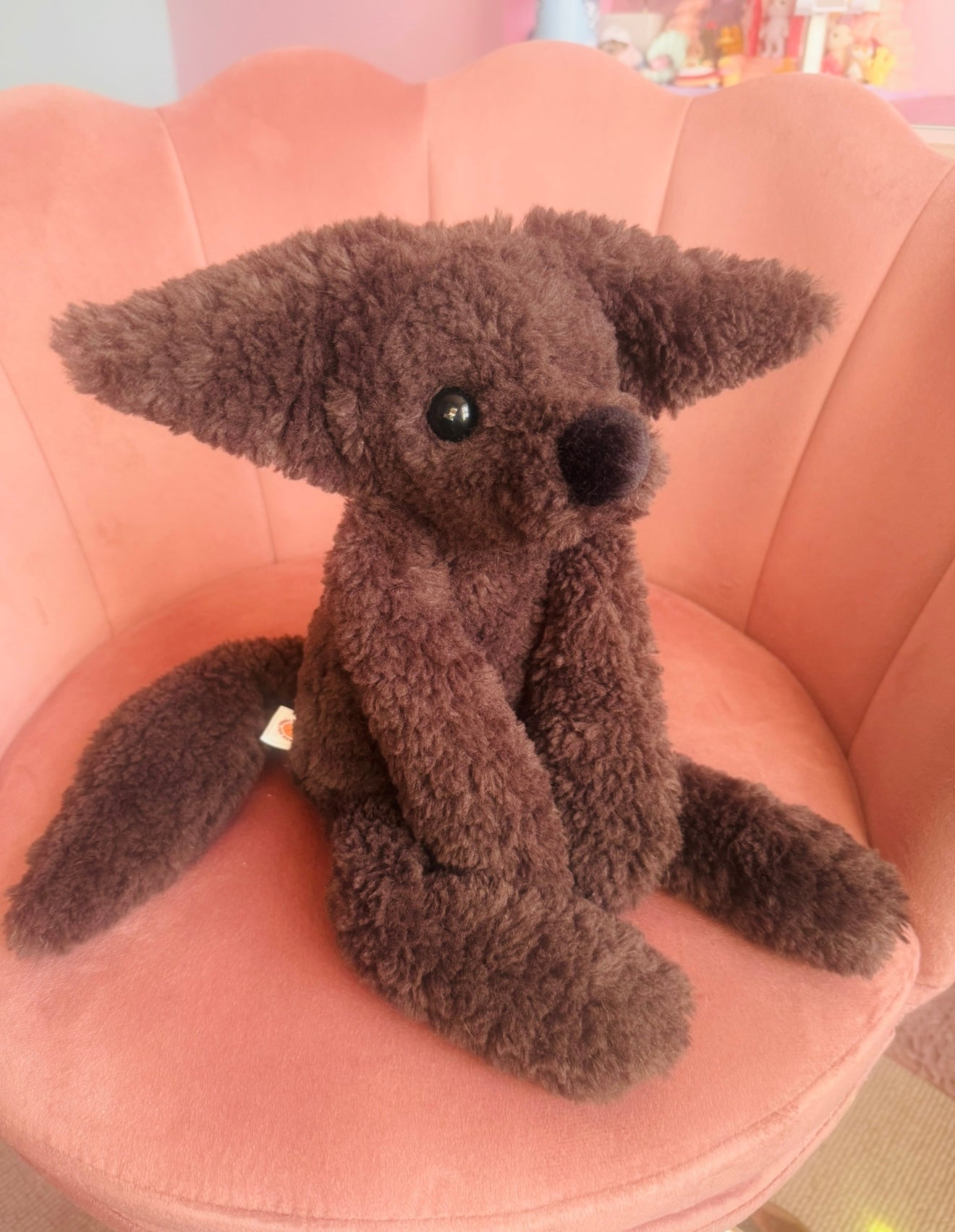 BIG CURLY CHOCOLATE FOX - Handmade Luxury Weighted Plush Doll