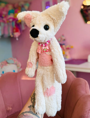 STRAWBERRY MILK FOX - Handmade Luxury Weighted Plush Fluffy Fox Doll