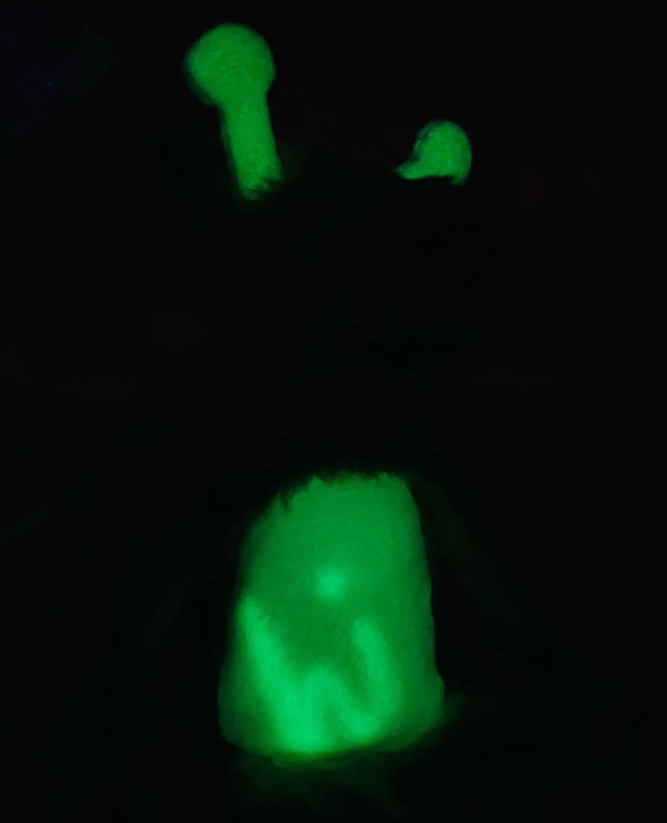 LARGE GLOW-IN-THE-DARK GREEN ALIEN FOX - Handmade Luxury Weighted Plush Fluffy Fox Doll