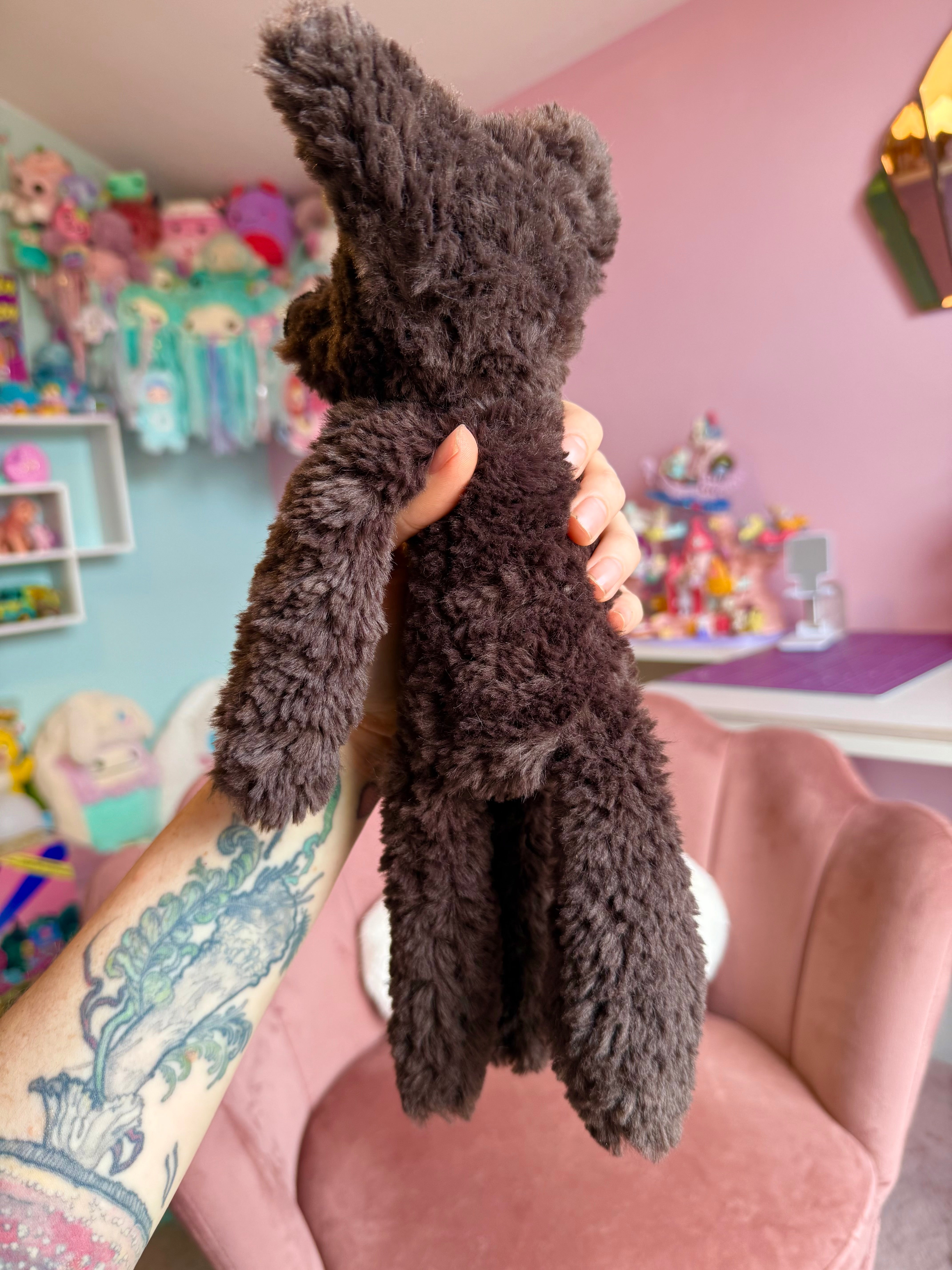 CURLY CHOCOLATE FOX - Handmade Luxury Weighted Plush Doll