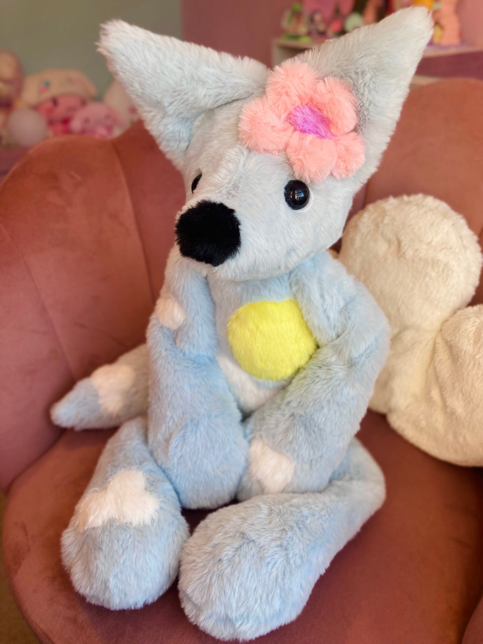 XL SPRING BLOOMS FOX - Handmade Luxury Weighted Plush Fluffy Fox Doll