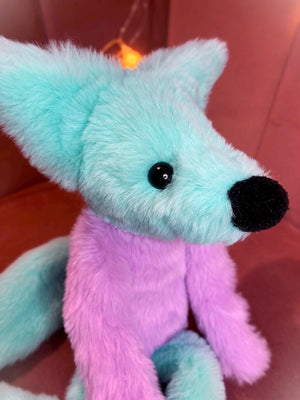 COSMIC COLOURBLOCK FOX (A) - Handmade Luxury Weighted Plush Fluffy Fox Doll
