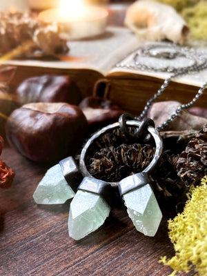 WOLF MOTHER Handmade Sterling Silver Necklace with Green Apophyllite