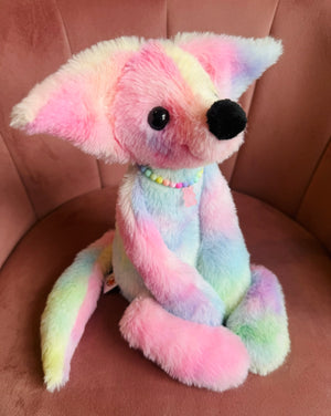 BIG COTTON CANDY FOX - Handmade Luxury Weighted Fox Doll