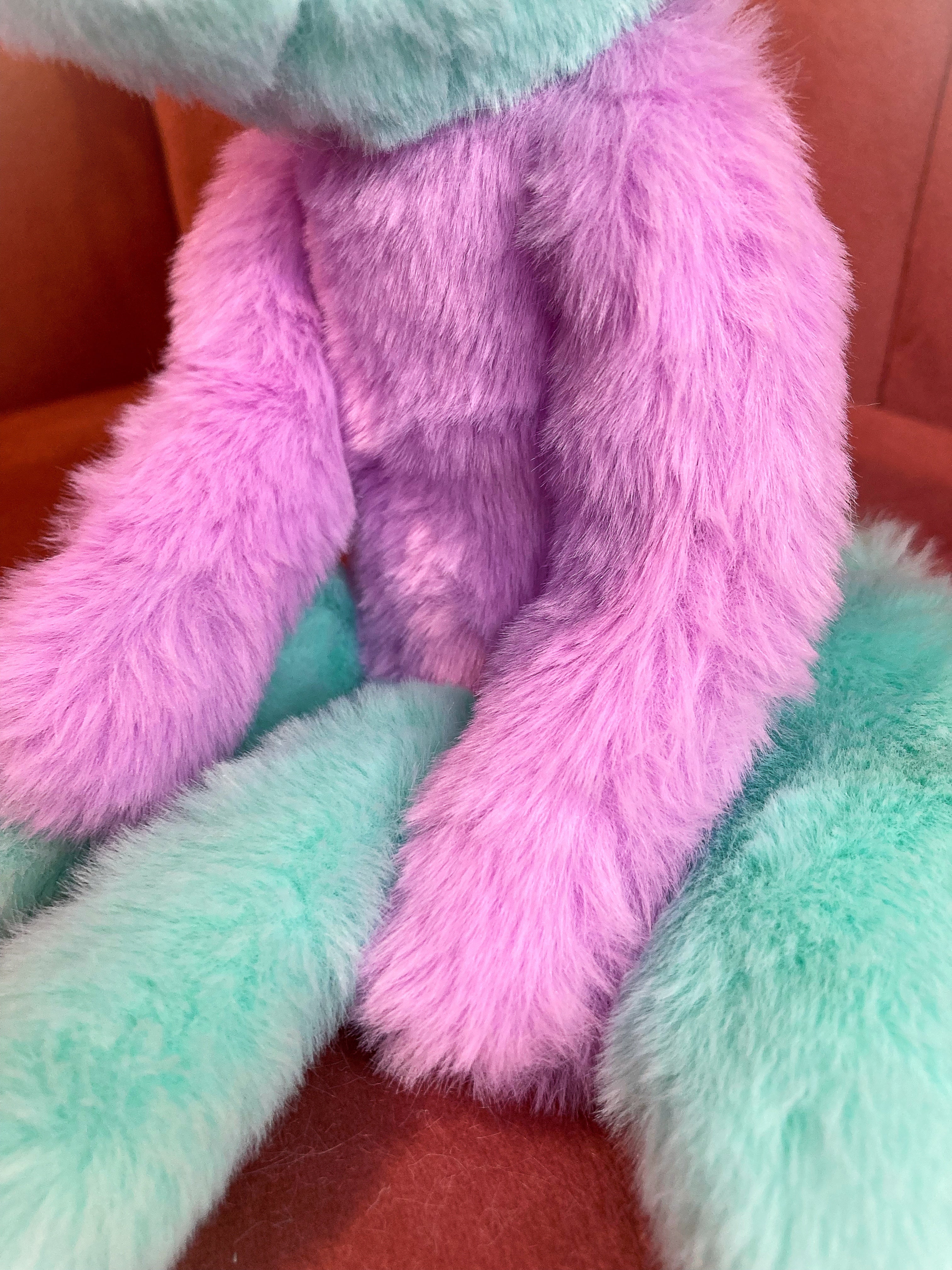 COSMIC COLOURBLOCK FOX (A) - Handmade Luxury Weighted Plush Fluffy Fox Doll