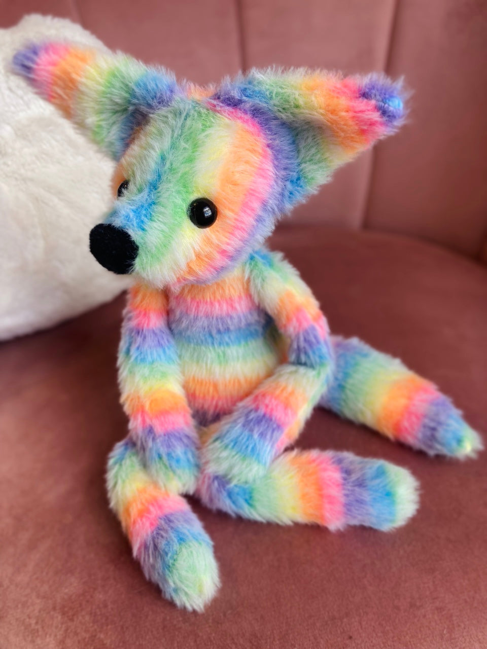 RAINBOW SHERBET FOX (C) - Handmade Luxury Weighted Fox Doll