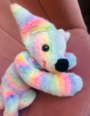 BIG RAINBOW SHERBET FOX - Handmade Luxury Weighted Fox Doll