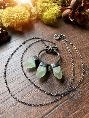 WOLF MOTHER Handmade Sterling Silver Necklace with Green Apophyllite