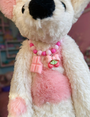 STRAWBERRY MILK FOX - Handmade Luxury Weighted Plush Fluffy Fox Doll