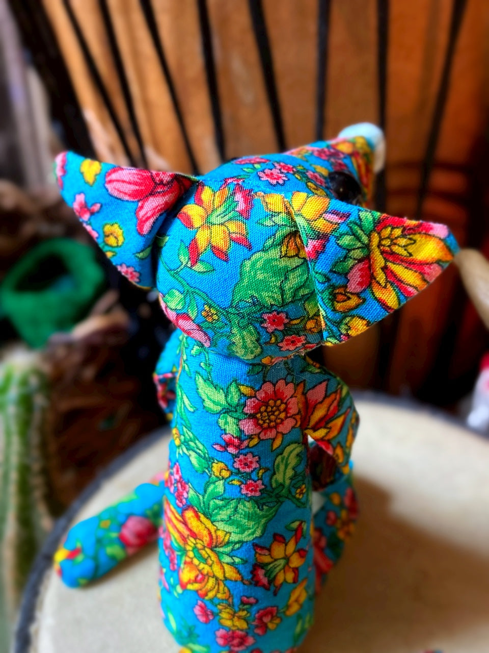 GARDEN PARTY FOX CUB (BLUE) - Handmade Weighted Cotton Fox Doll