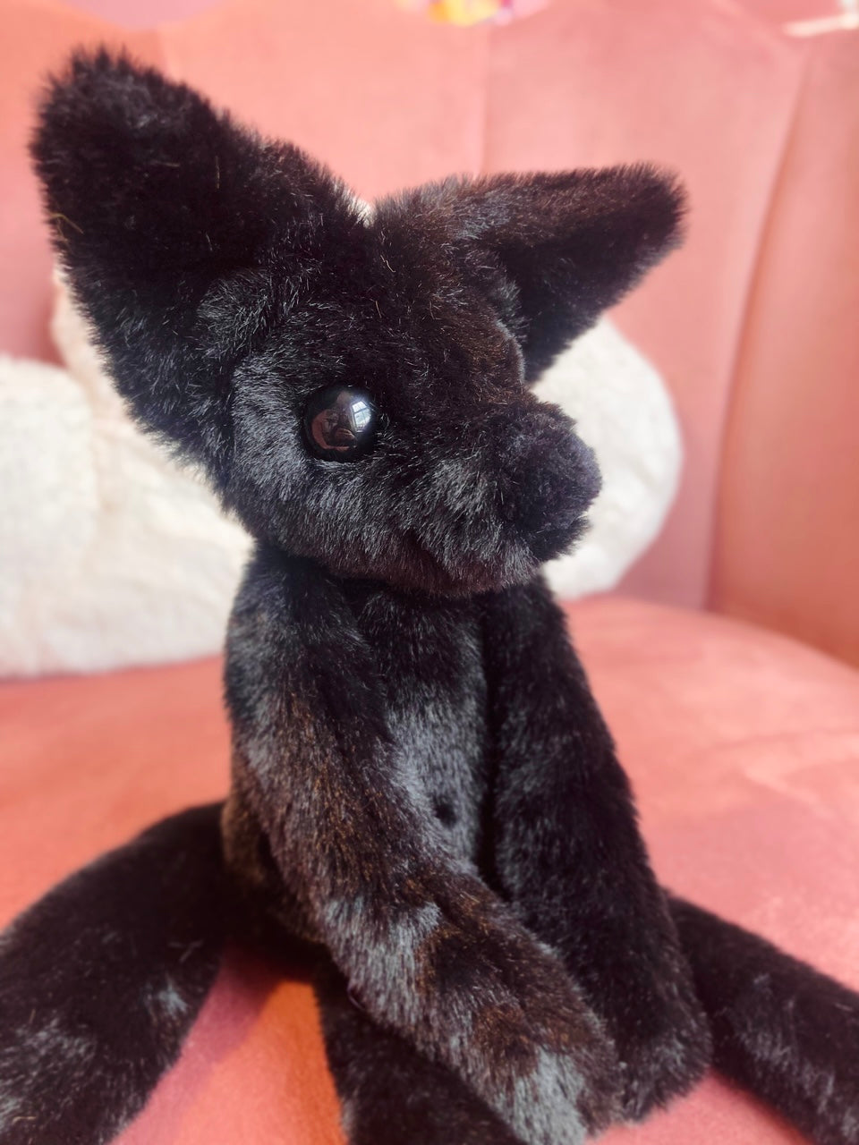 ONYX FOX - Handmade Luxury Weighted Plush Fluffy Fox Doll