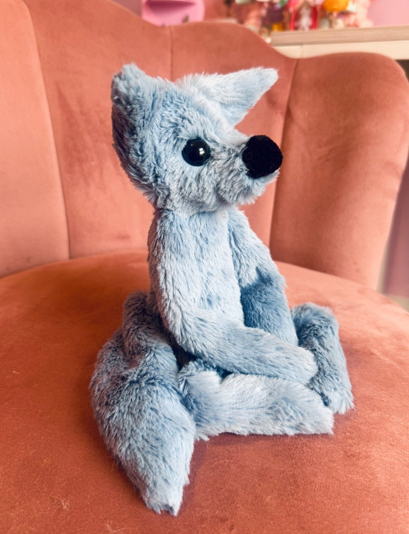 DUSKY BLUE FOX - Handmade Luxury Weighted Plush Fluffy Fox Doll