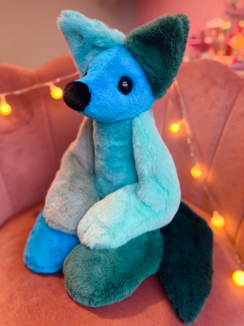 XXL OASIS COLOUR BLOCK FOX - Handmade Luxury Weighted Plush Fluffy Fox Doll