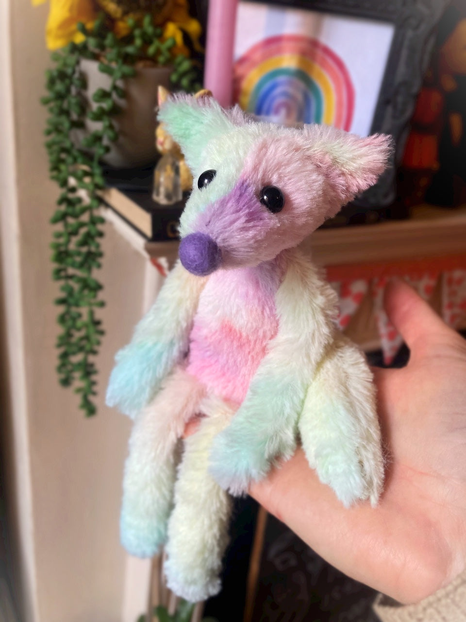 COTTON CANDY FLUFFY FOX CUB (B) - Handmade Weighted Plush Fox Doll