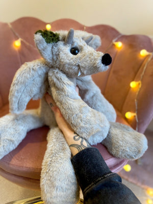 XL GARGOYLE FOX - Handmade Luxury Weighted Plush Fluffy Fox Doll