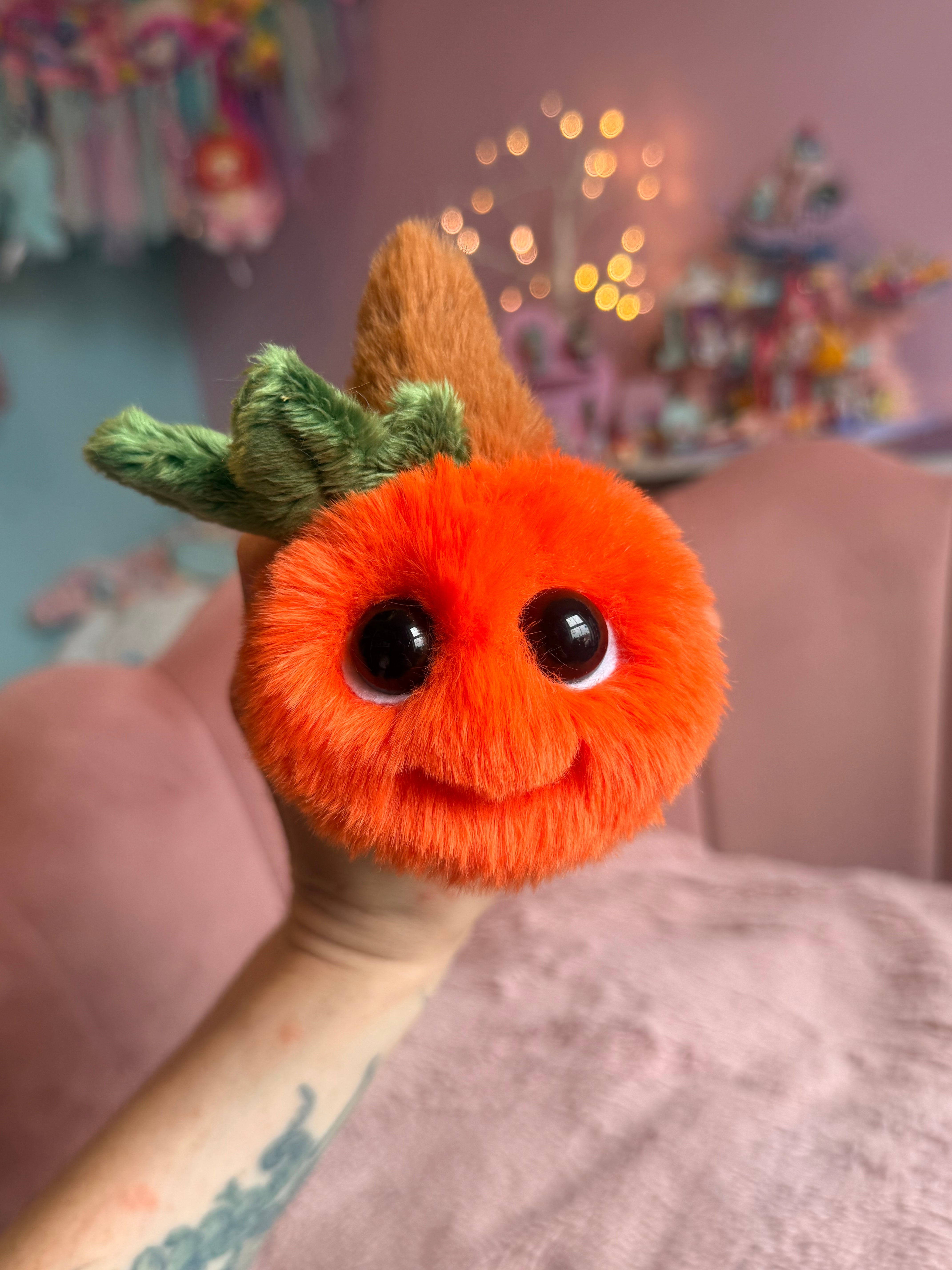 PUMPKIN PUDGEPUFF CATERPILLAR - Handmade Luxury Weighted Pudgepuff Doll