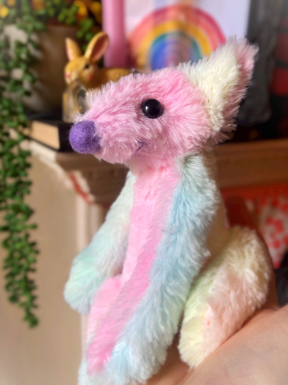 COTTON CANDY FLUFFY FOX CUB (D) - Handmade Weighted Plush Fox Doll