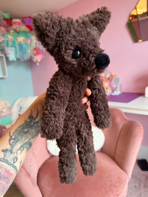 CURLY CHOCOLATE FOX - Handmade Luxury Weighted Plush Doll