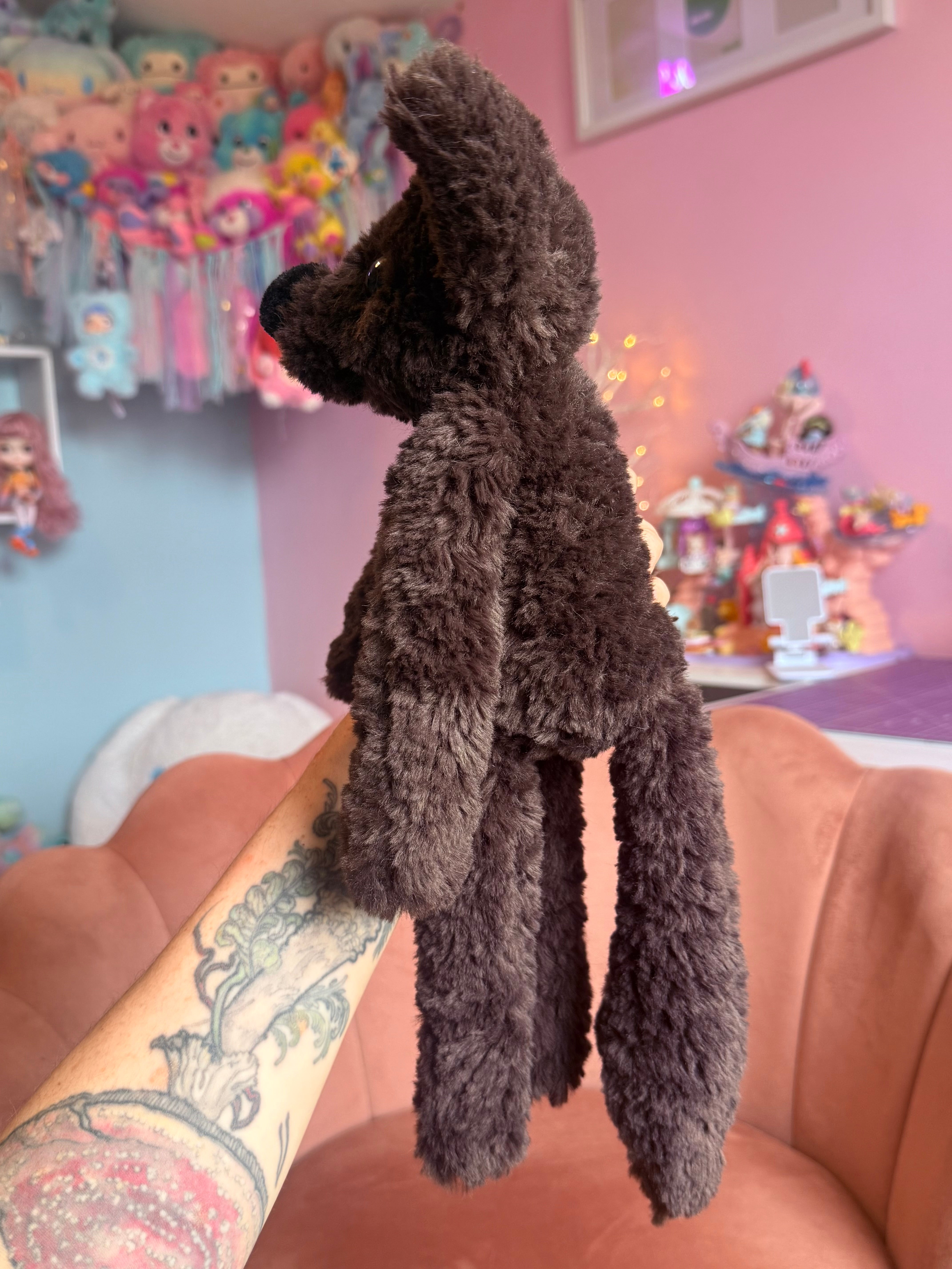 LARGE CURLY CHOCOLATE FOX - Handmade Luxury Weighted Plush Doll