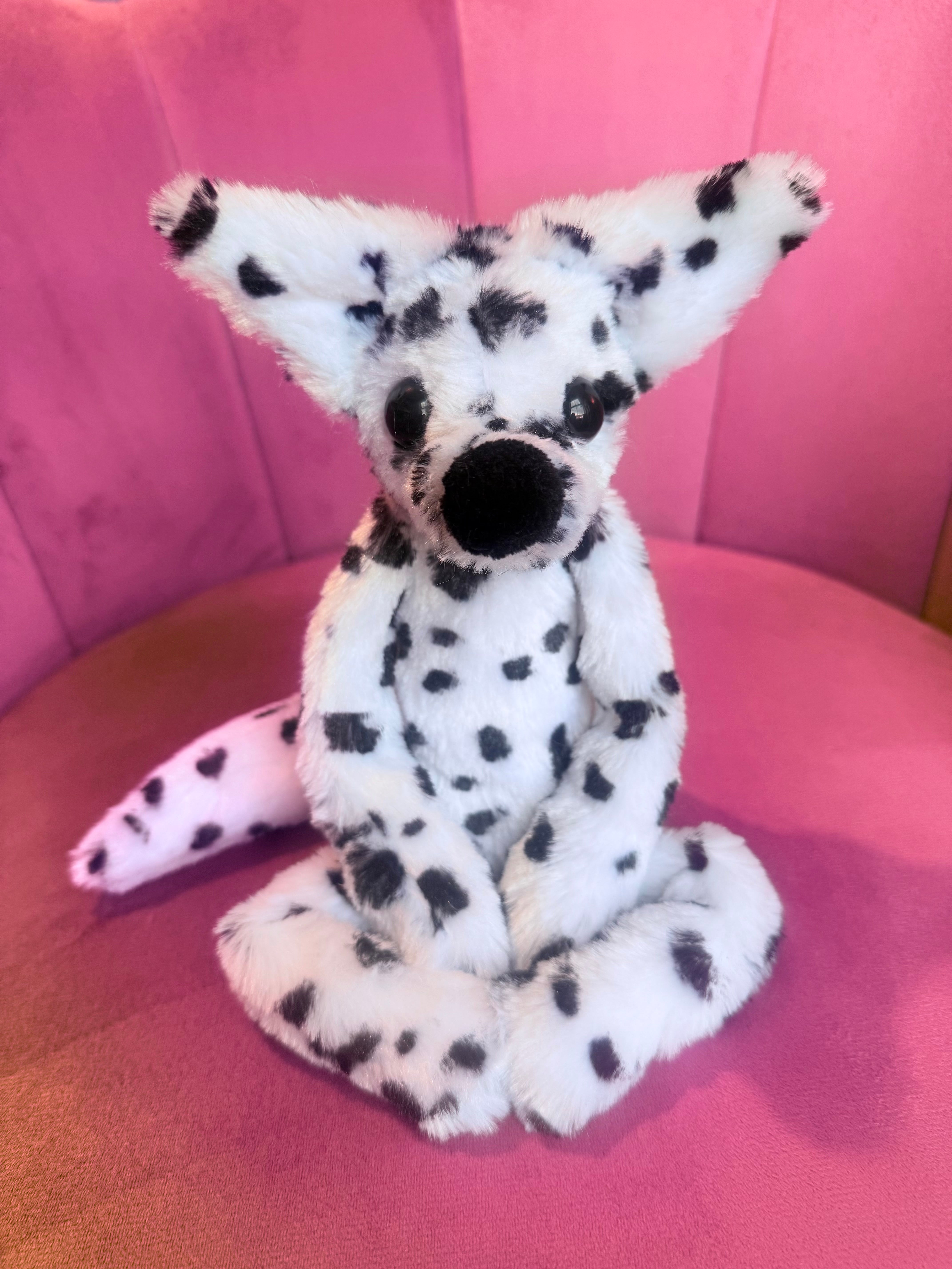 DALMATION FOX - Handmade Luxury Weighted Plush Fluffy Fox Doll