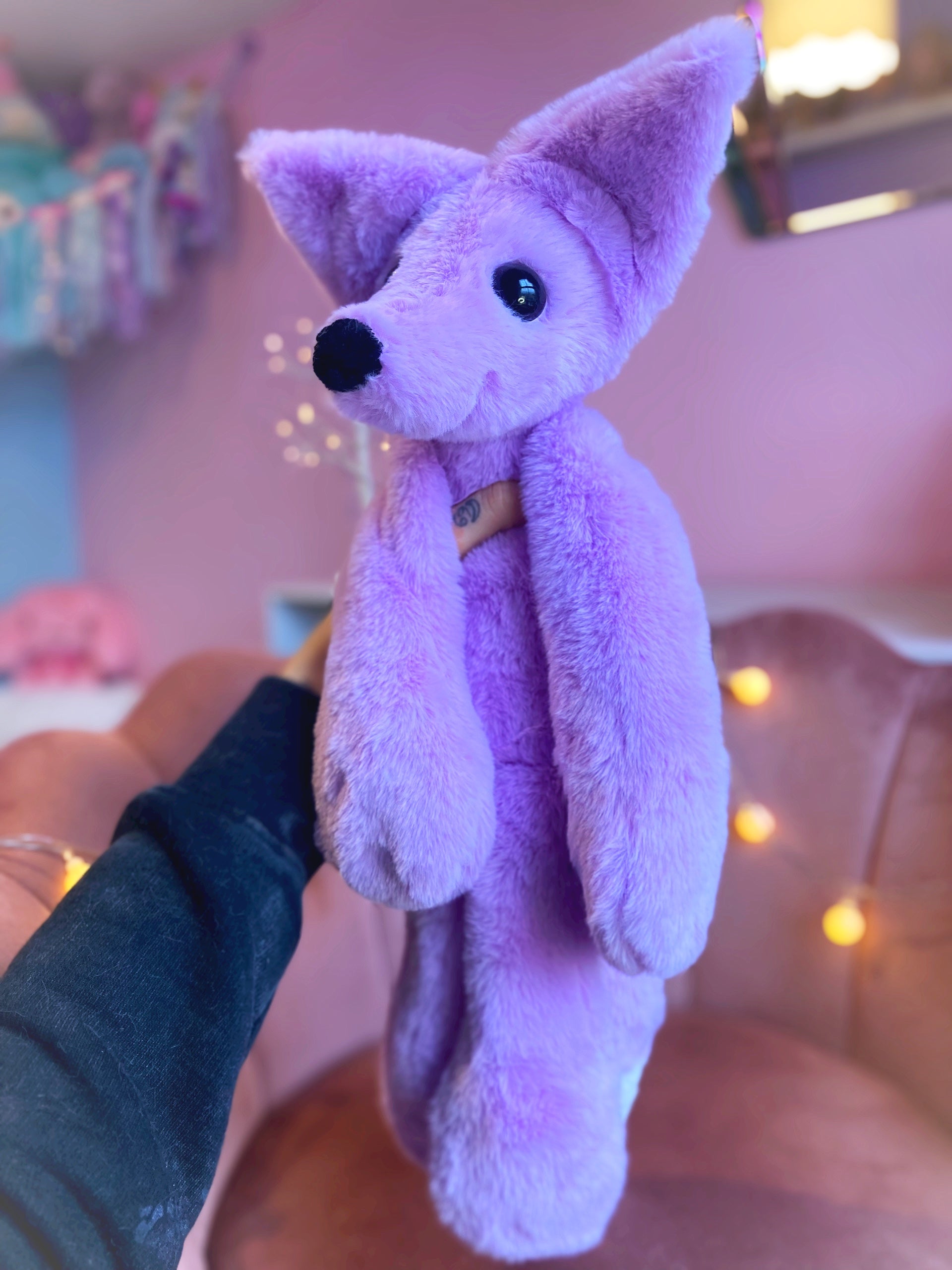 XL LAVENDER FOX - Handmade Luxury Weighted Plush Fluffy Fox Doll