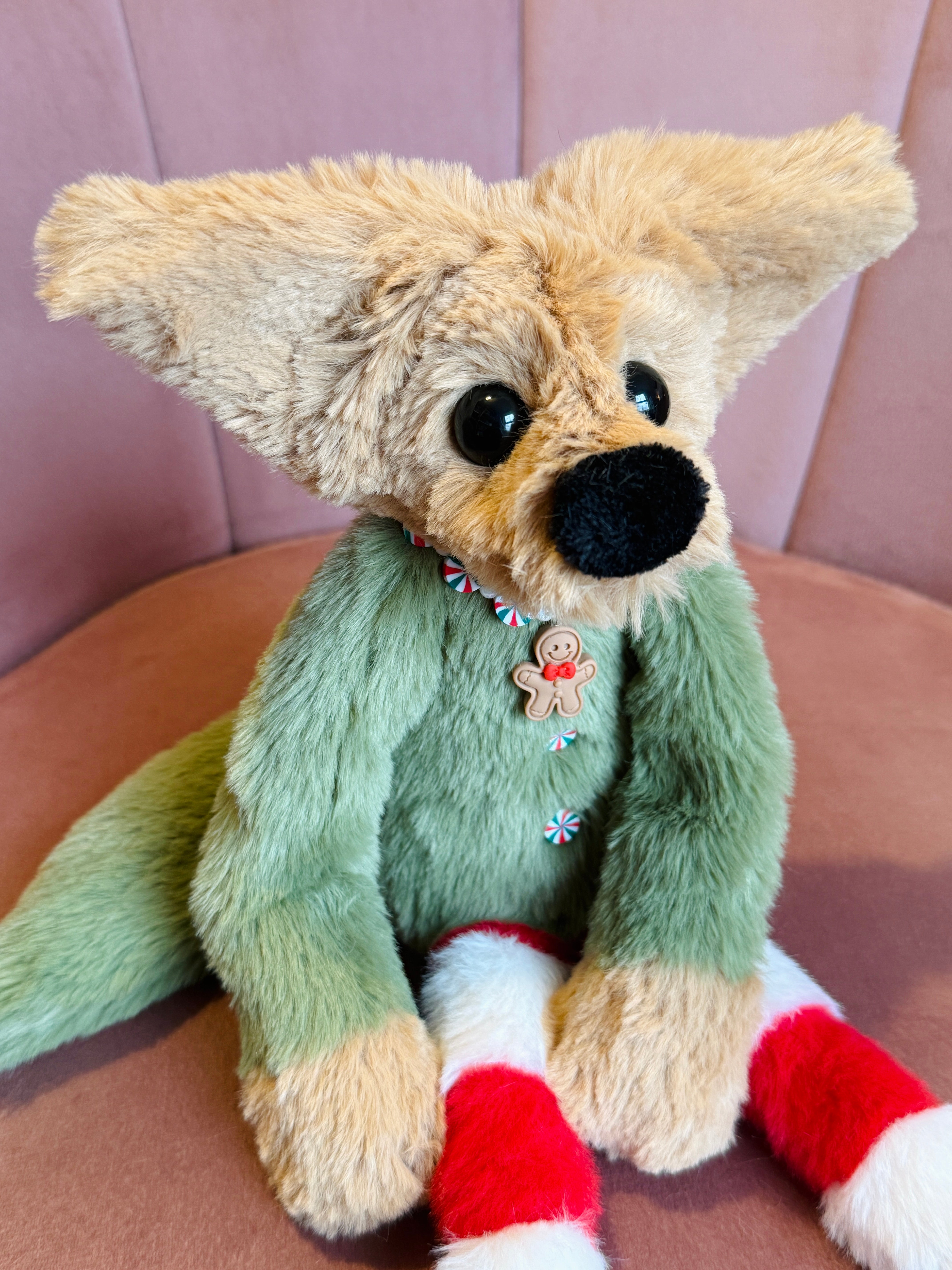 PEPPERMINT ELF FOX - Handmade Luxury Weighted Fox Doll