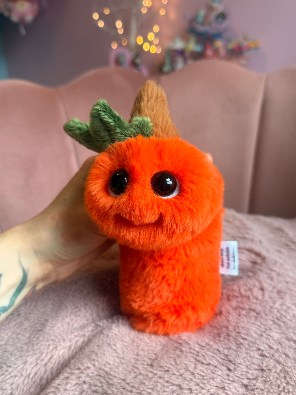 PUMPKIN PUDGEPUFF CATERPILLAR - Handmade Luxury Weighted Pudgepuff Doll
