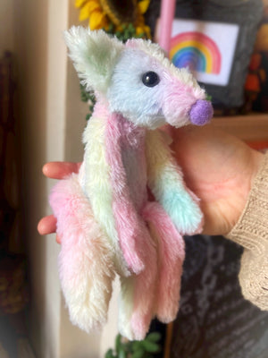 COTTON CANDY FLUFFY FOX CUB (C) - Handmade Weighted Plush Fox Doll