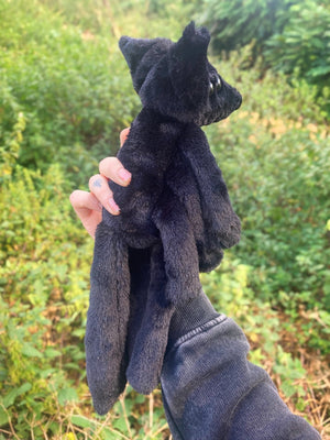 BLACK WIDOW SPIDERFOX - Handmade Luxury Weighted Plush Fluffy Fox Doll