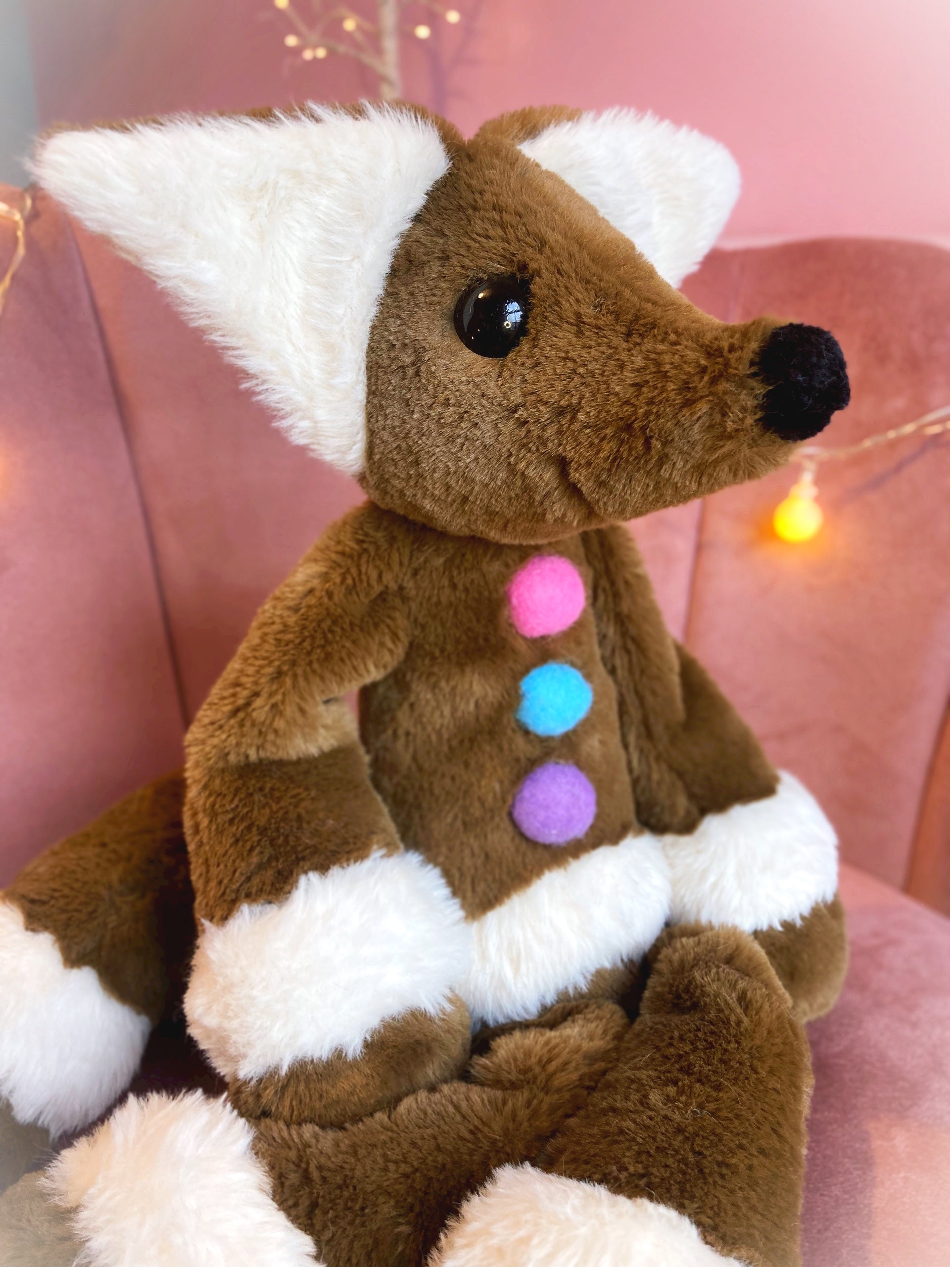 XL GINGERBREAD FOX - Handmade Luxury Weighted Plush Fluffy Fox Doll