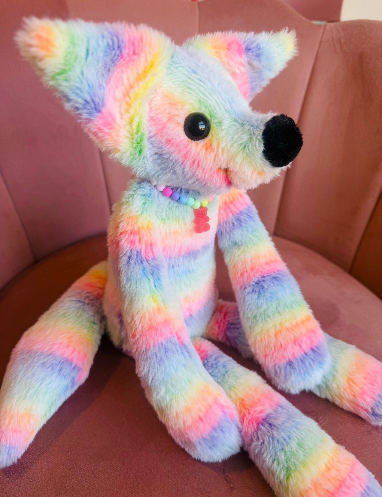 BIG RAINBOW SHERBET FOX - Handmade Luxury Weighted Fox Doll
