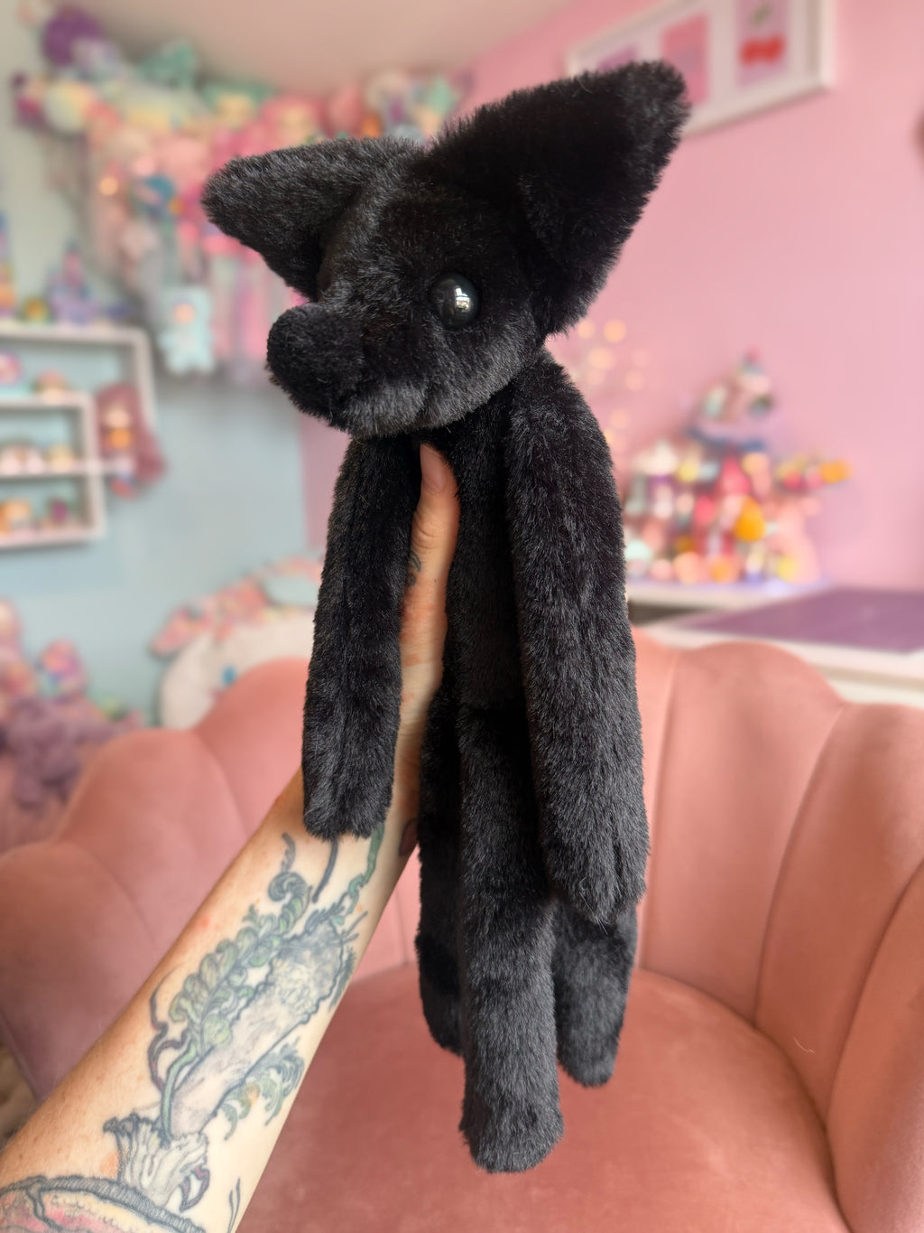 ONYX FOX (A) - Handmade Luxury Weighted Plush Fluffy Fox Doll