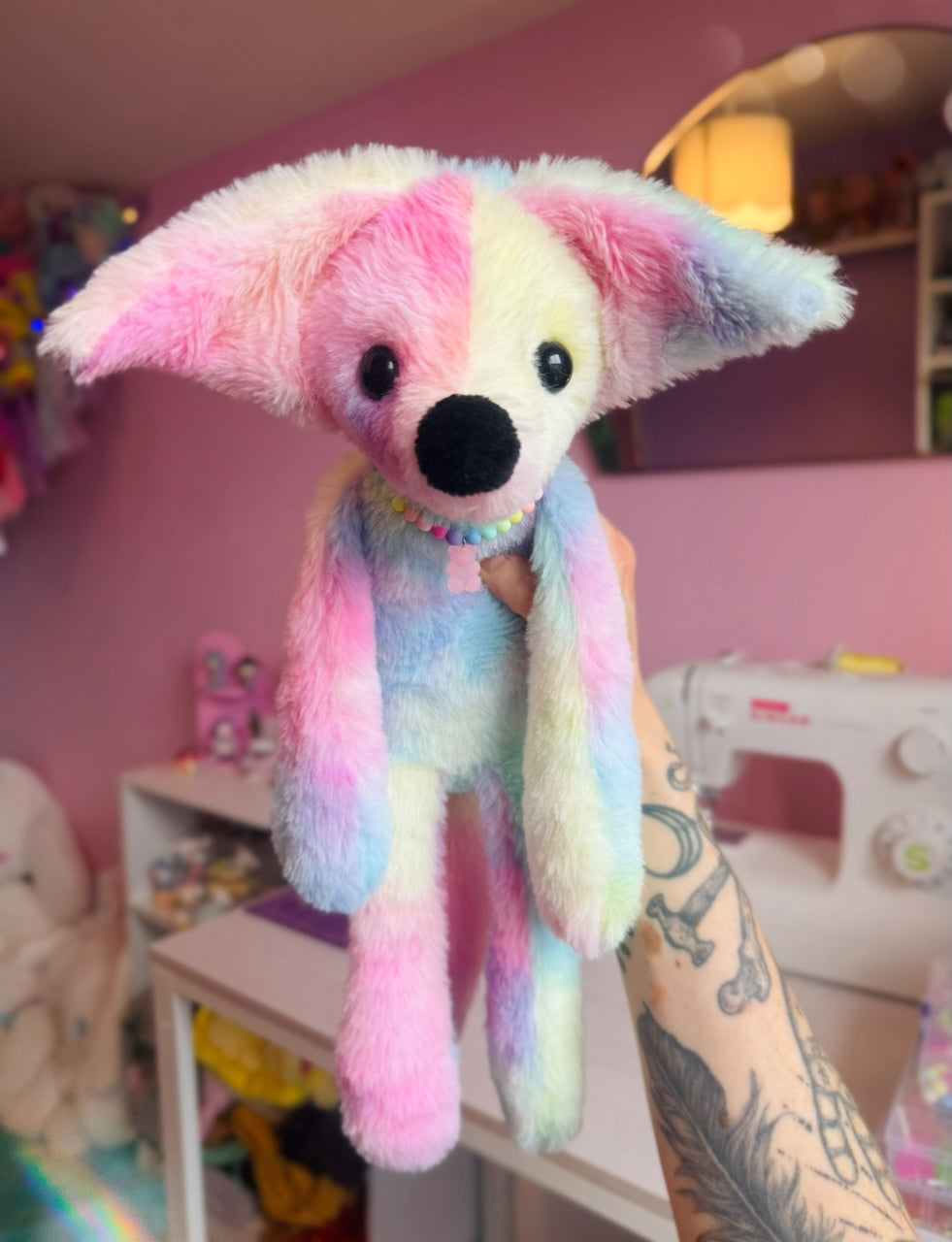 BIG COTTON CANDY FOX - Handmade Luxury Weighted Fox Doll