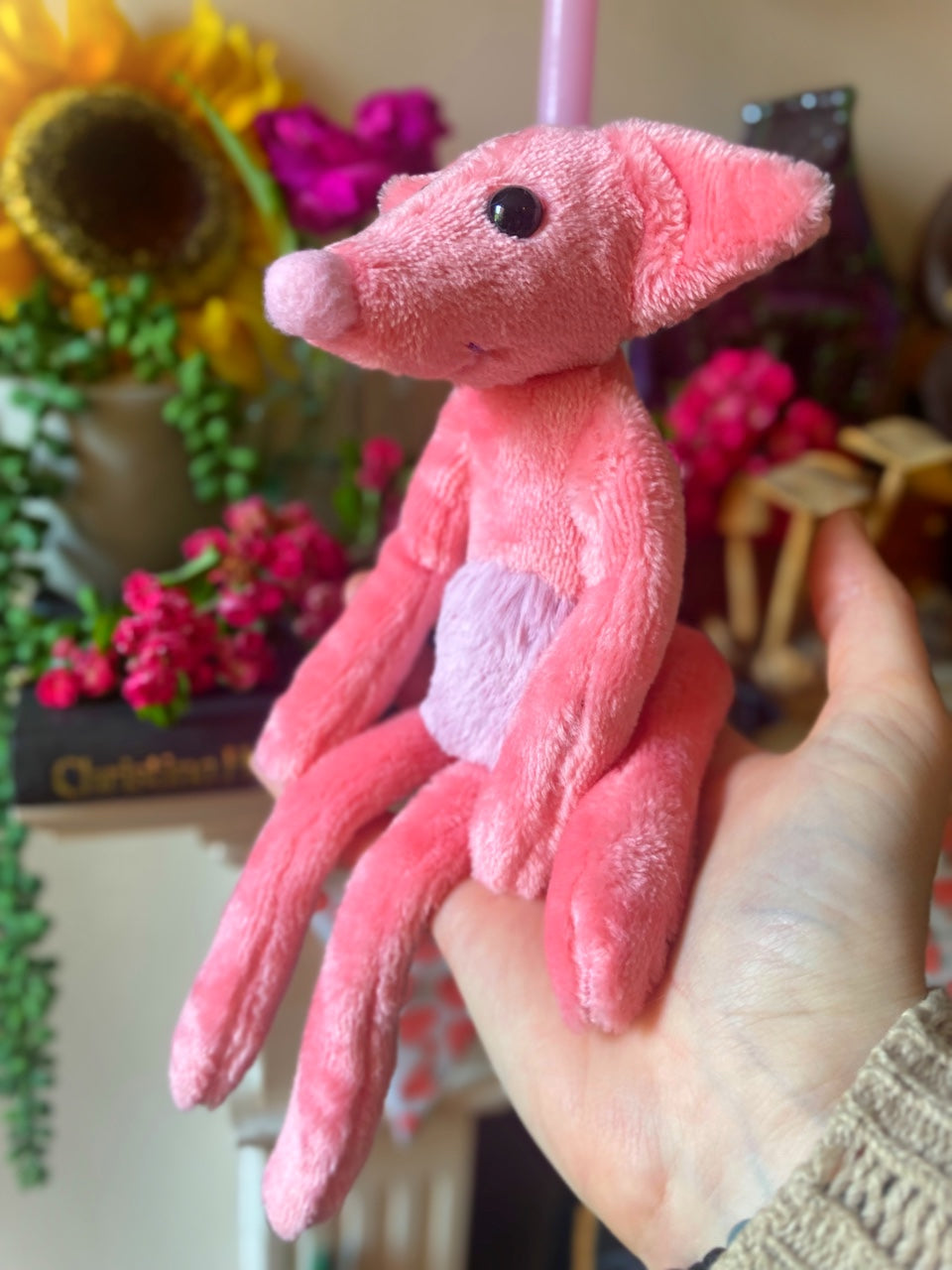 SOFT PINK FLUFFY BELLY FOX (C) - Handmade Weighted Plush Fox Doll