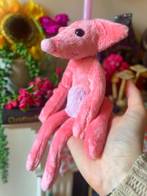 SOFT PINK FLUFFY BELLY FOX (C) - Handmade Weighted Plush Fox Doll