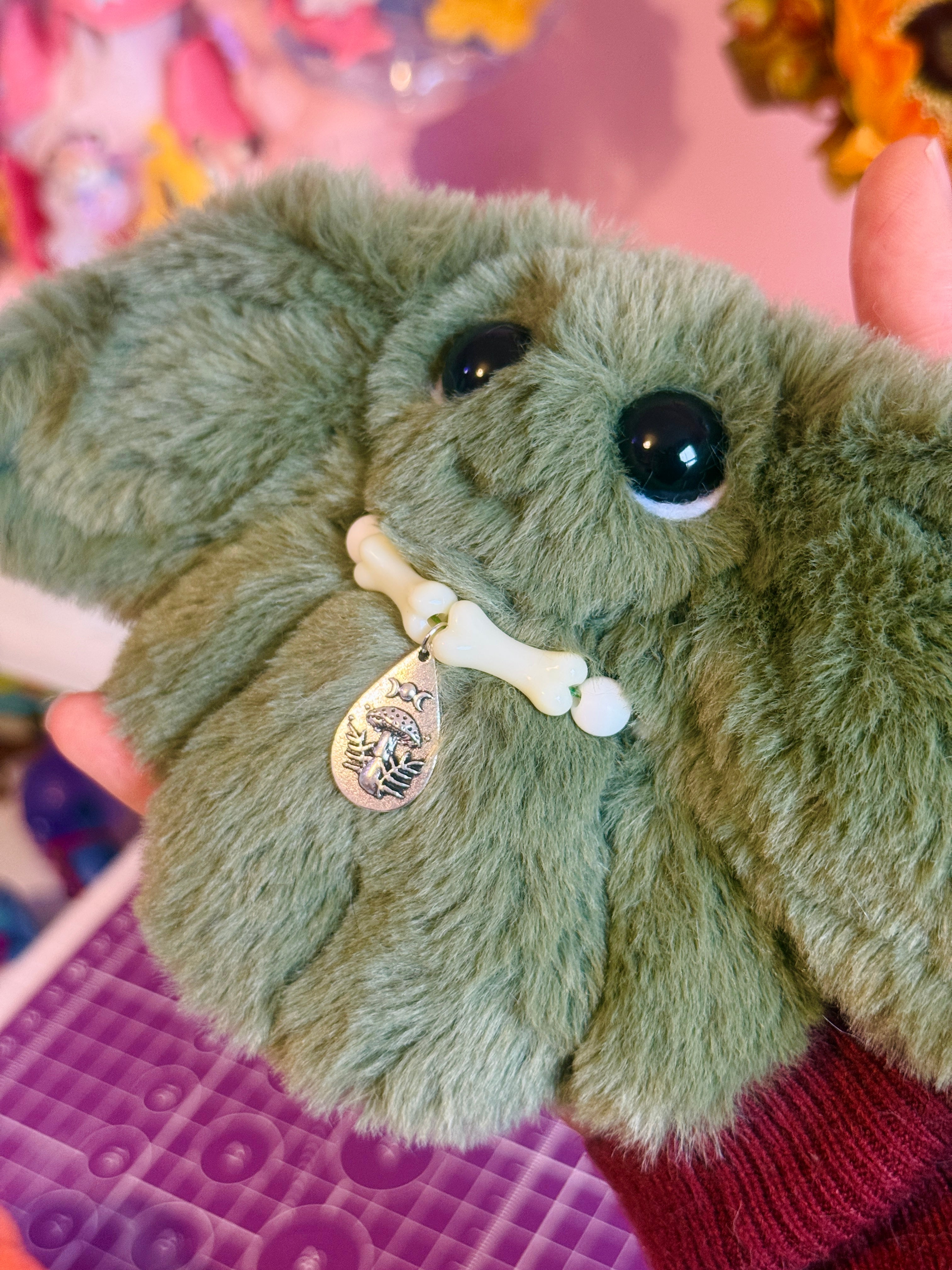 FOREST GOBLIN PALMPUFF (B) - Handmade Mini Luxury Weighted Doll